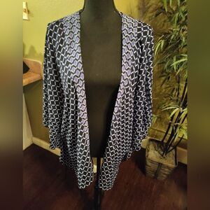 Women's plus size cardigan.Plus size Navy with white and light purple accents, w